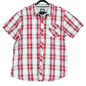 Hart & Huntington XXL Red Gray Black Plaid Button Up Grunge 90s Skater Punk Rock